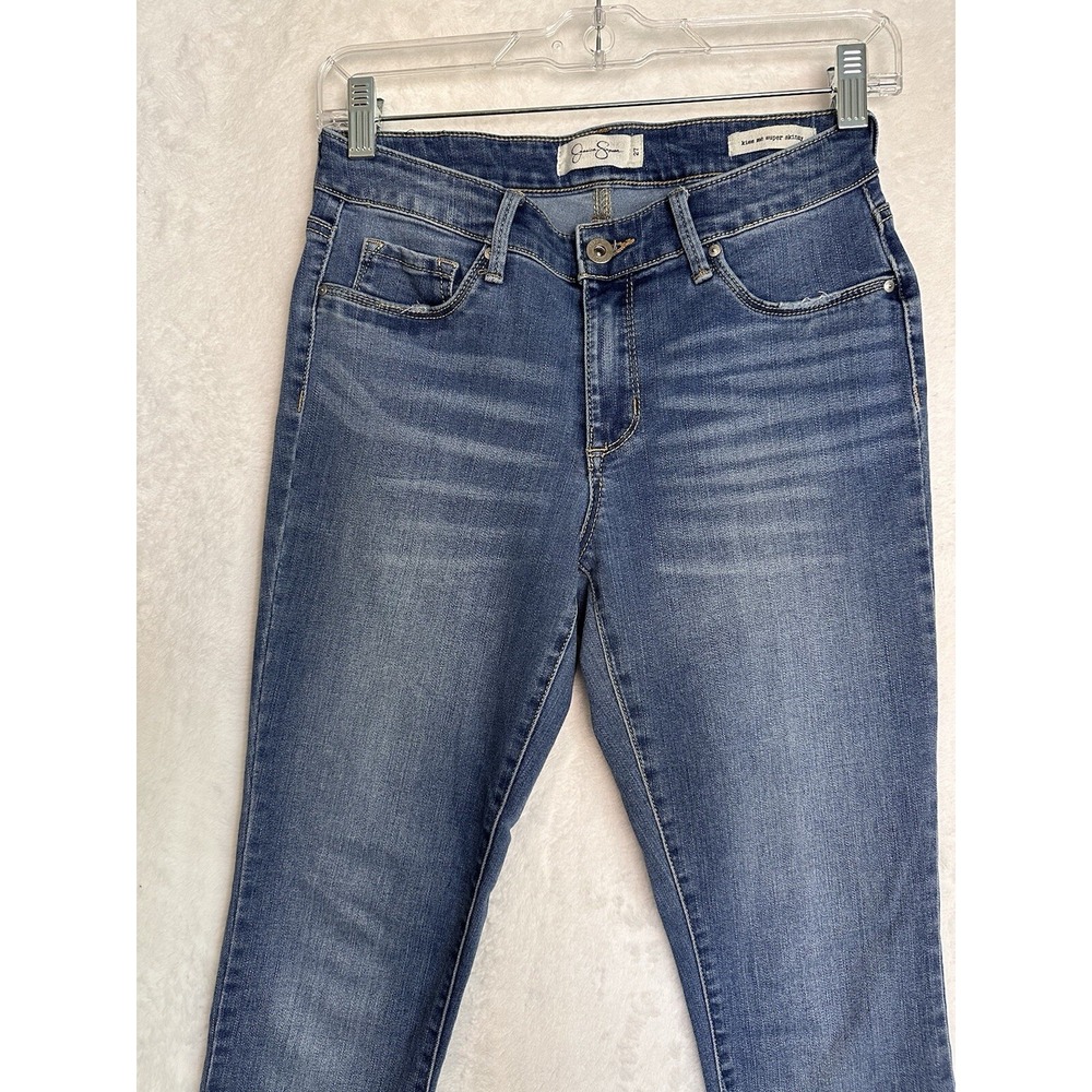 Jessica Simpson Womens Jeans 27 Blue Denim SuperSkinny Dark Stretch Frayed Cuffs